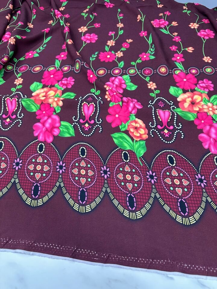 Dijital Baskı Bambu Elbiselik Pamuk Viskon