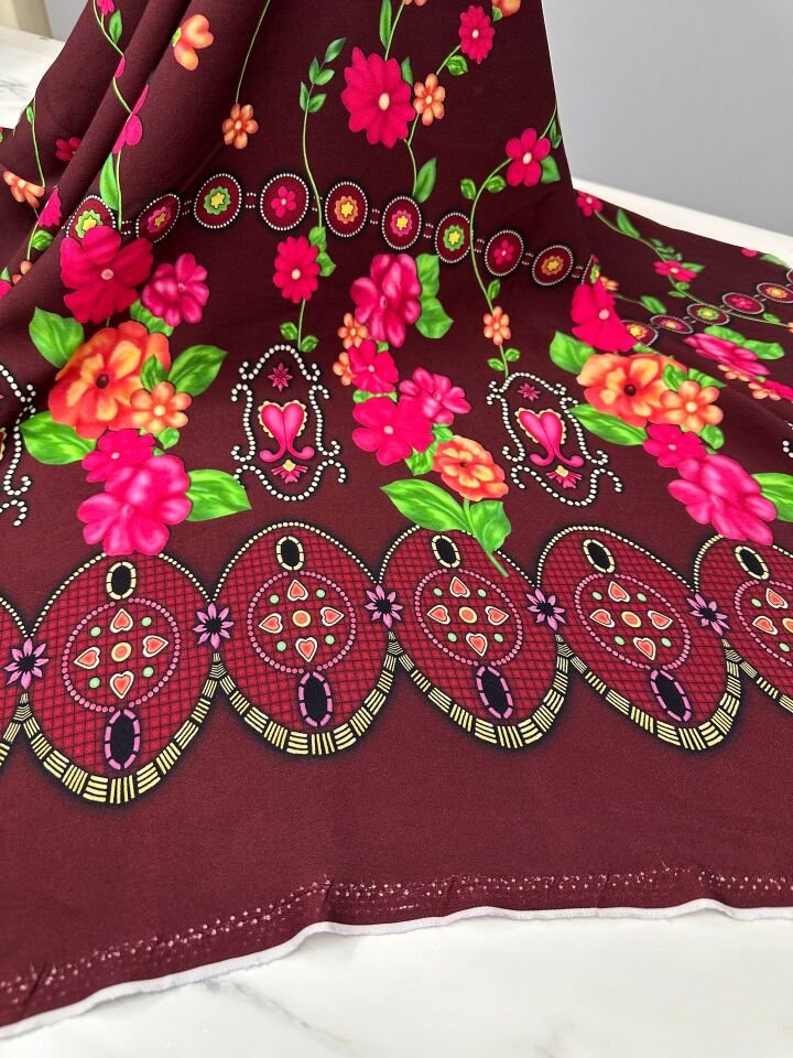 Dijital Baskı Bambu Elbiselik Pamuk Viskon