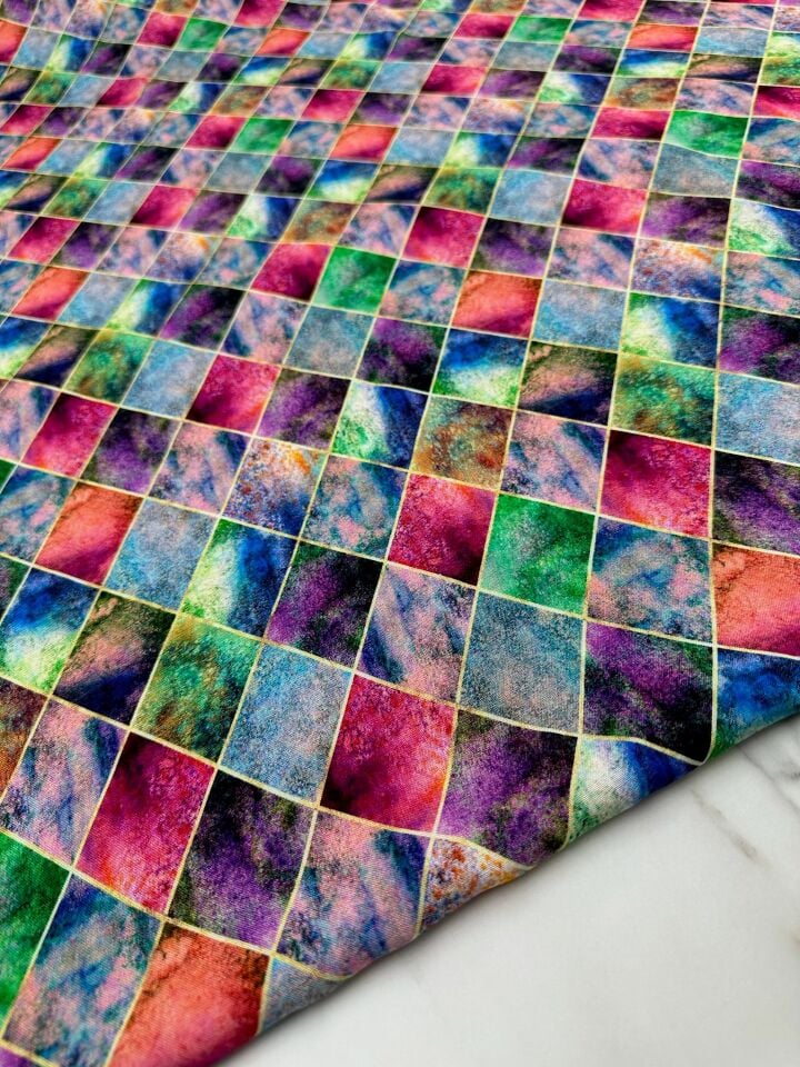 Dijital Baskı Bambu Elbiselik Pamuk Viskon