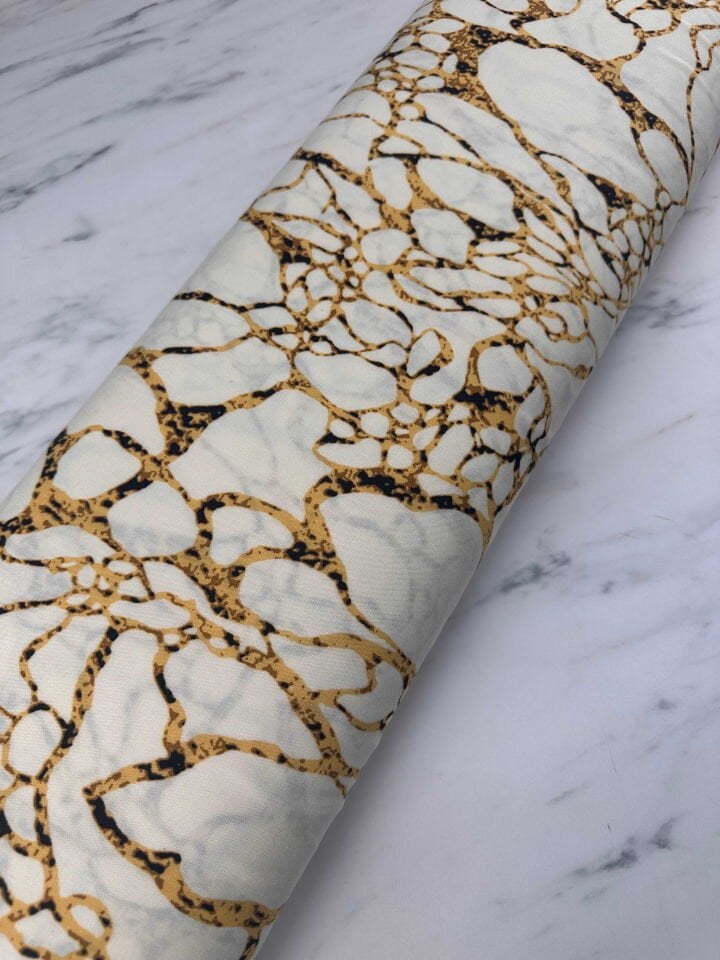 Krem Eva Desen Viskon Kumaş Elbise Etek Gömlek Şalvar