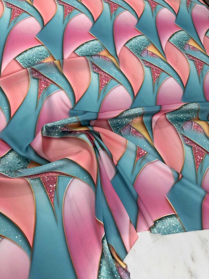 Desenli İpek Saten kumaş Elbise Etek Gömlek Şalvar