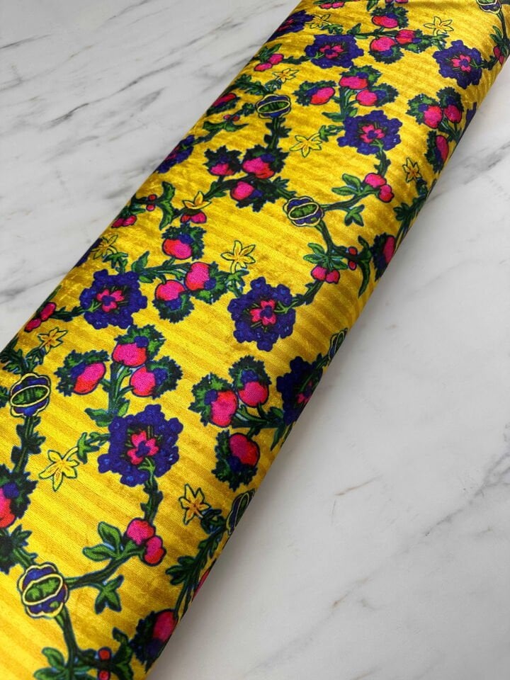 Türkmen Çiçegi Desen İnce Kadife Elbise Etek Şalvar