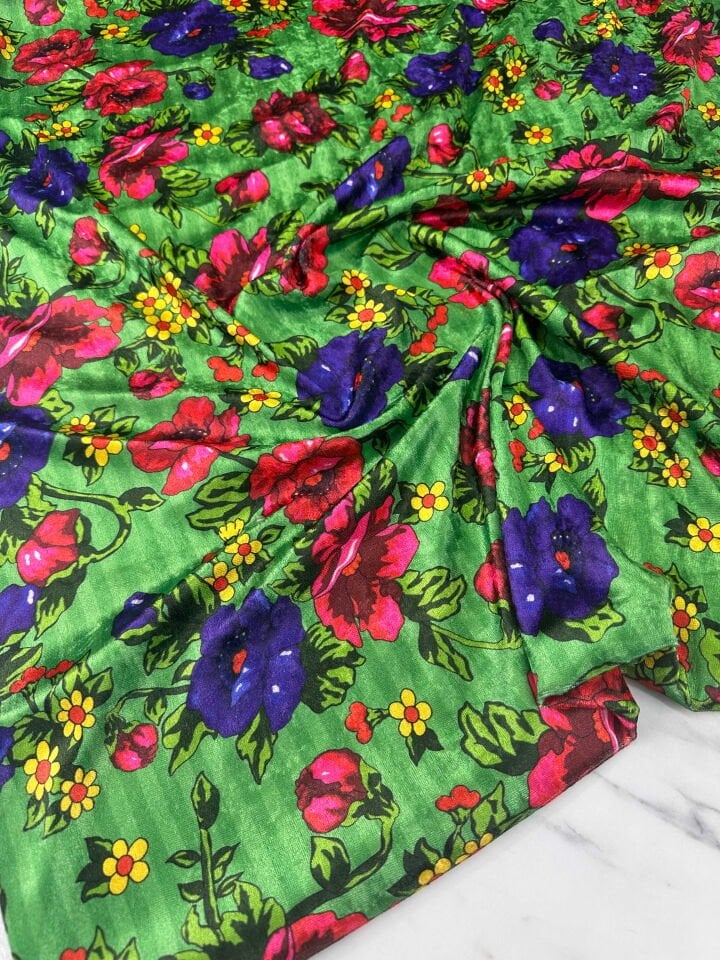 Çiçek Desen İnce Kadife Elbise Etek Gömlek Şalvar