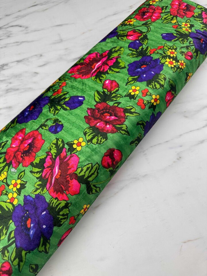 Çiçek Desen İnce Kadife Elbise Etek Gömlek Şalvar