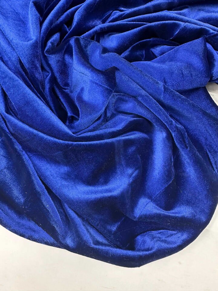 Saks Mavi İpek Kadife Elbise Bluz Etek Şalvar