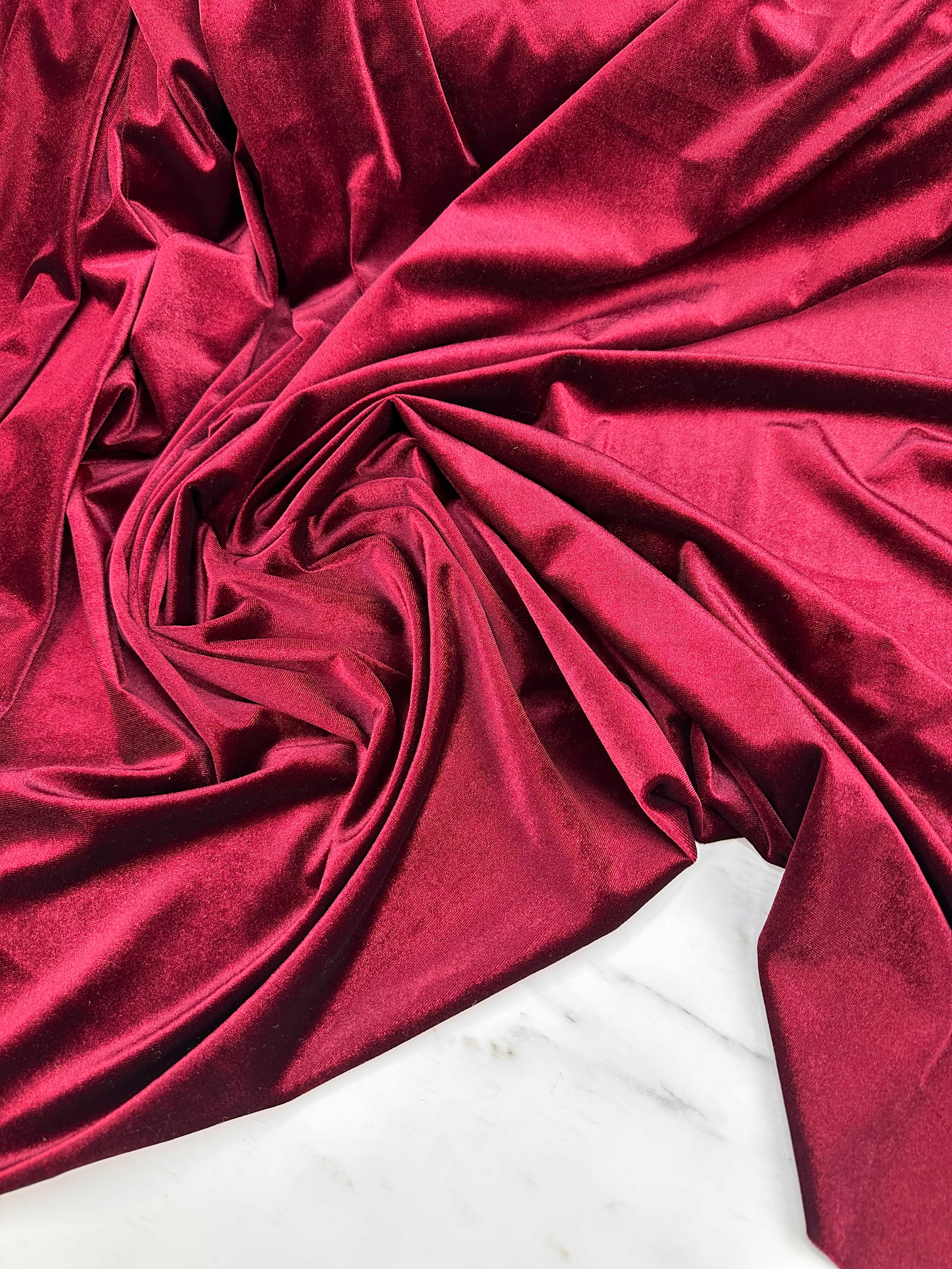 Bordo Düz İpek Kadife Elbise Etek Bluz Şalvar