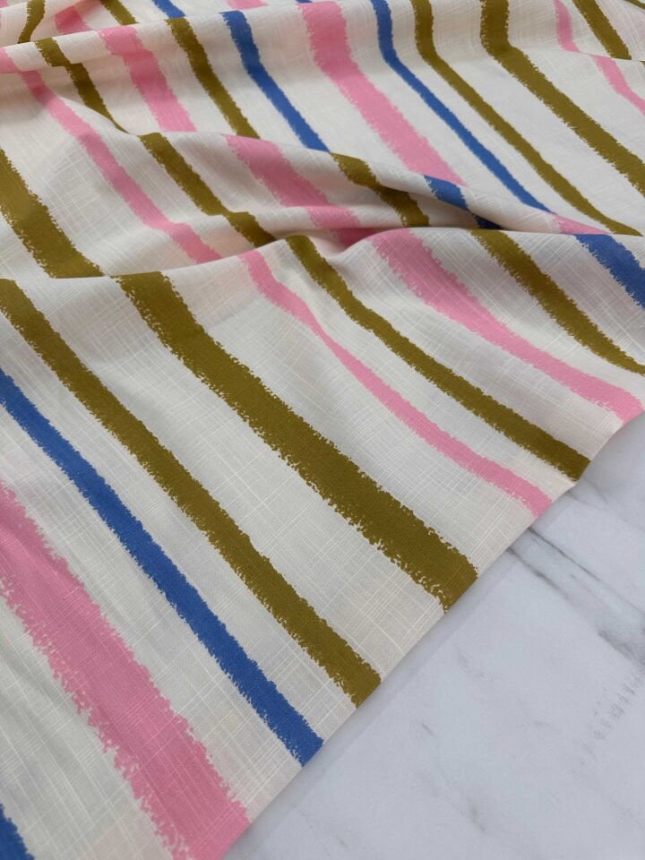 Boyuna Çizgili Keten Tunik Elbise Gömlek Pantolon