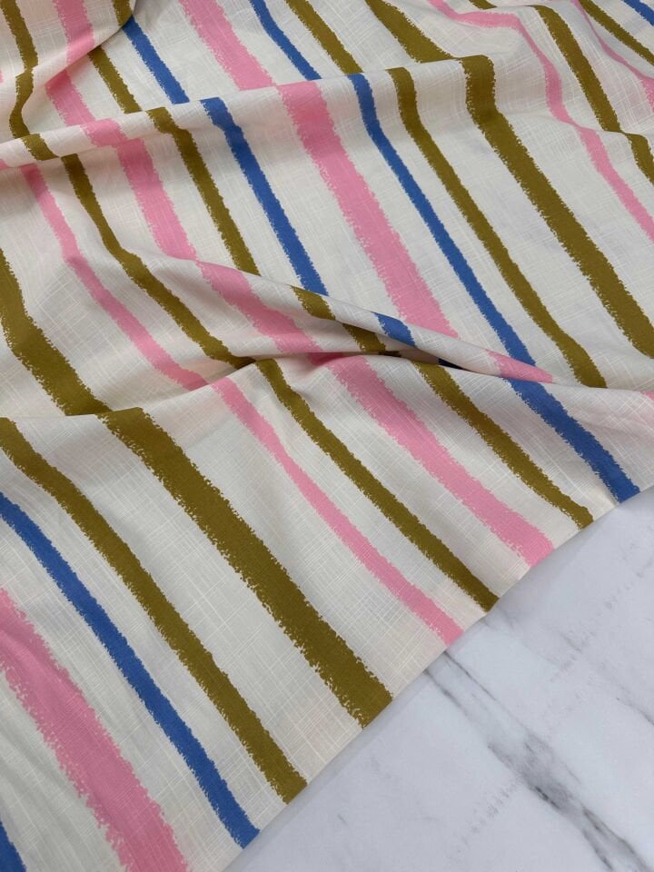 Boyuna Çizgili Keten Tunik Elbise Gömlek Pantolon