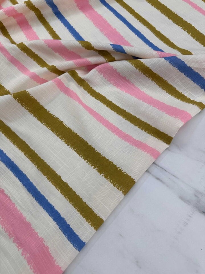 Boyuna Çizgili Keten Tunik Elbise Gömlek Pantolon