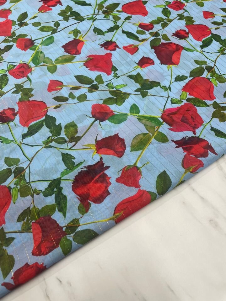 Desenli Simli Şifon Elbise Etek Gömlek Şal