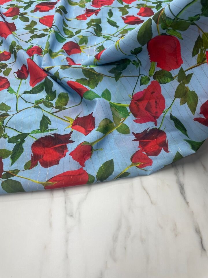 Desenli Simli Şifon Elbise Etek Gömlek Şal