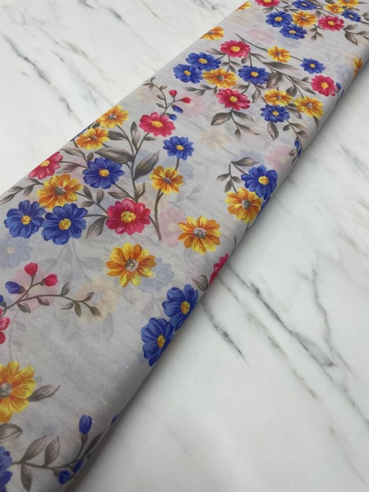 Desenli Simli Şifon Elbise Etek Gömlek Şal