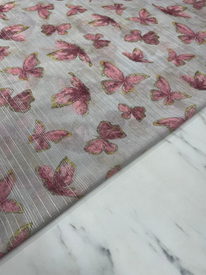 Desenli Simli Şifon Elbise Etek Gömlek Şal