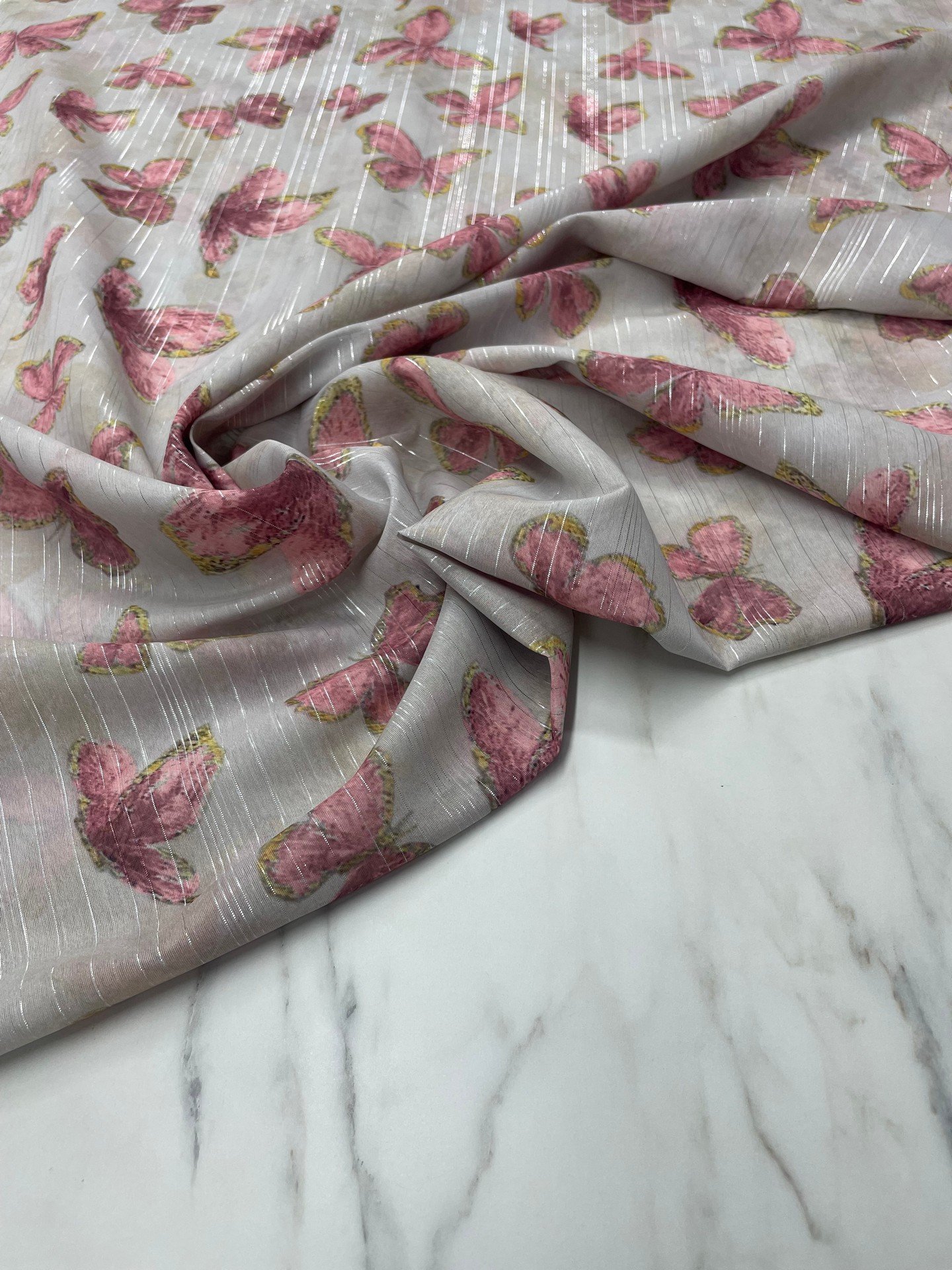 Desenli Simli Şifon Elbise Etek Gömlek Şal