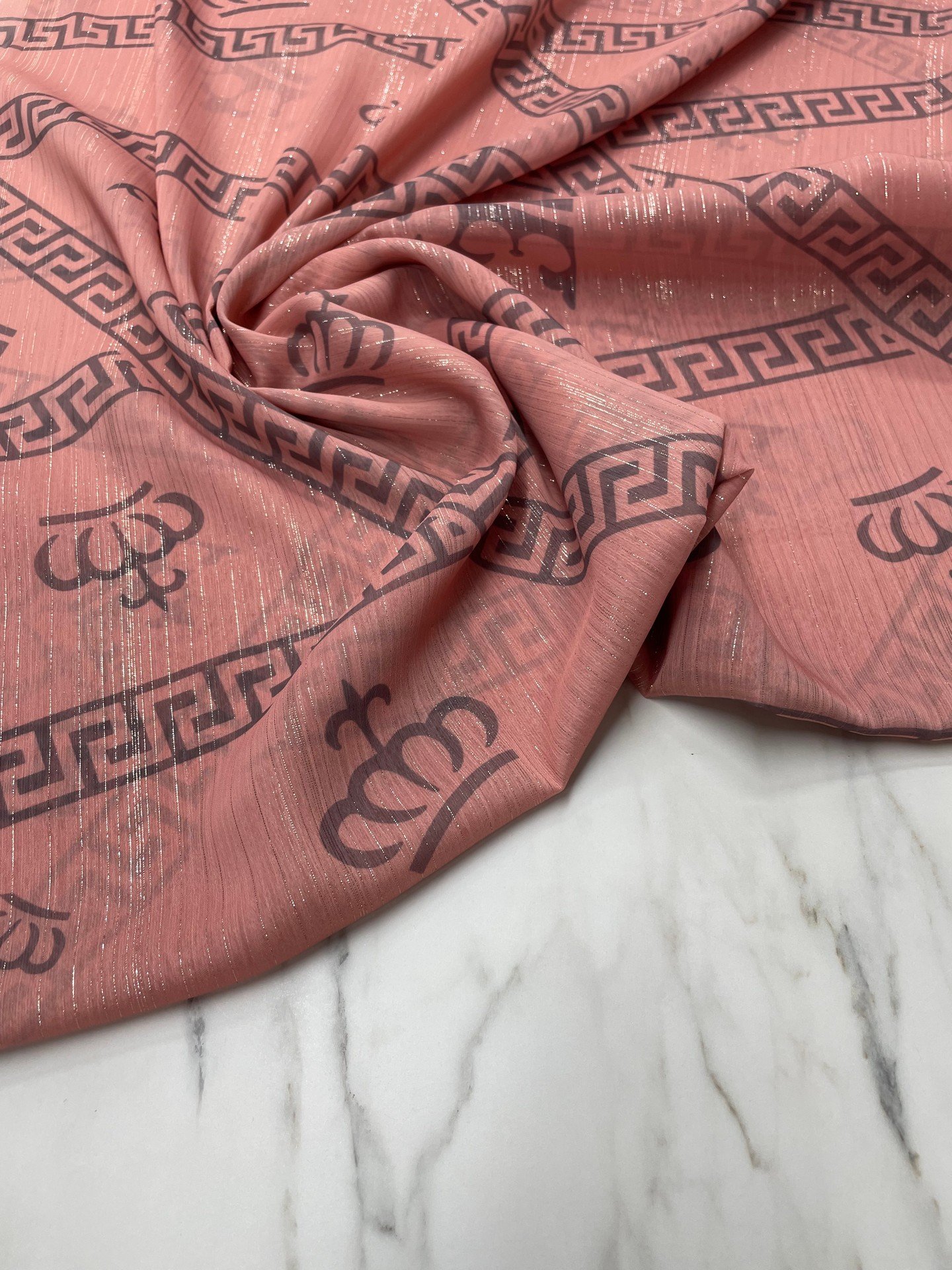 Desenli Simli Şifon Elbise Etek Gömlek Şal