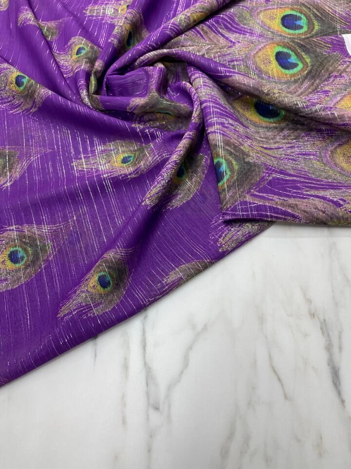 Desenli Simli Şifon Elbise Etek Gömlek Şal