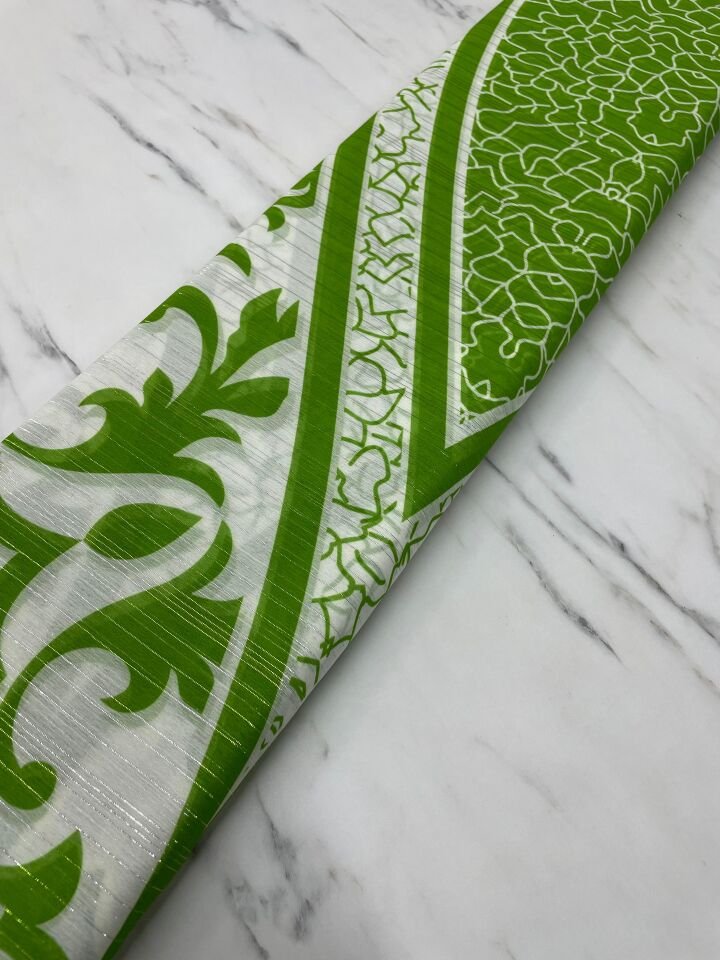 Desenli Simli Şifon Elbise Etek Gömlek Şal