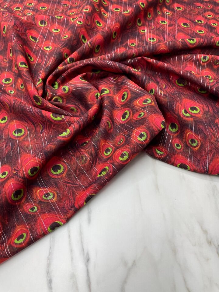 Desenli Simli Şifon Elbise Etek Gömlek Şal