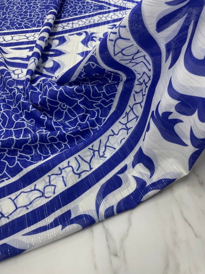 Desenli Simli Şifon Elbise Etek Gömlek Şal