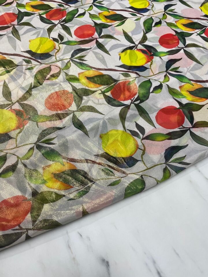 Desenli Simli Şifon Elbise Etek Gömlek Şal