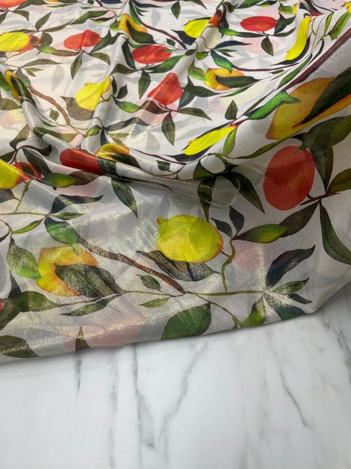 Desenli Simli Şifon Elbise Etek Gömlek Şal