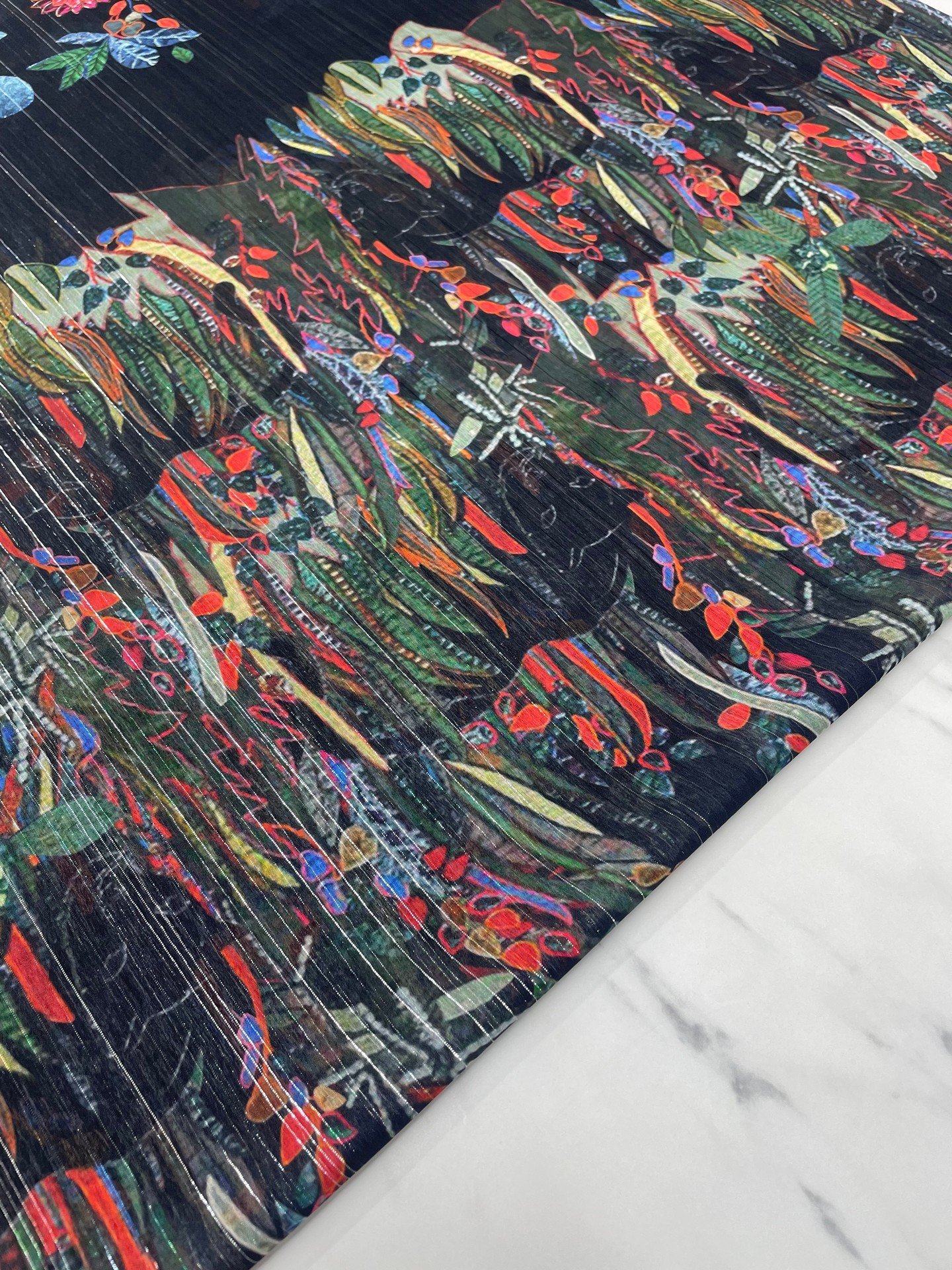 Desenli Simli Şifon Elbise etek Gömlek Şal