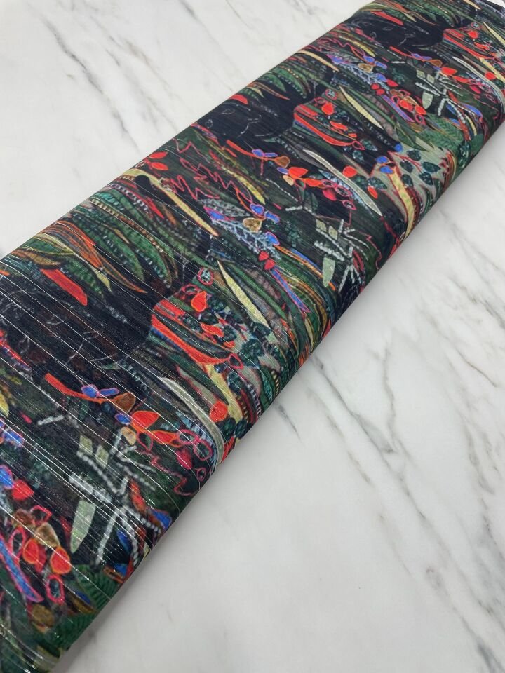 Desenli Simli Şifon Elbise etek Gömlek Şal