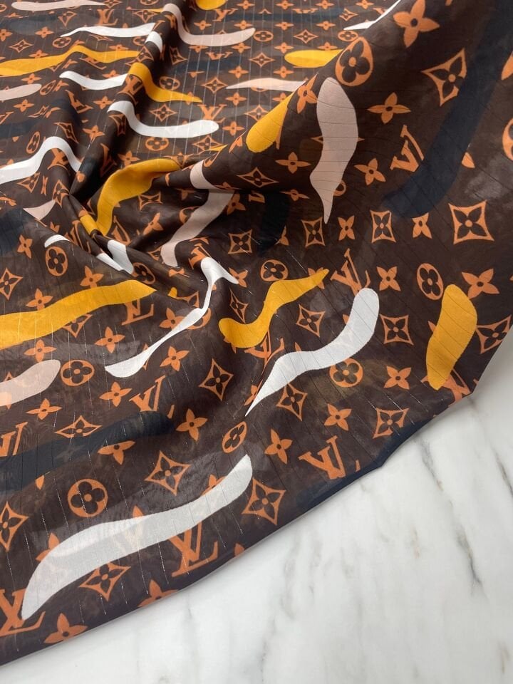 Desenli Simli Şifon Elbise Etek Gömlek Şal