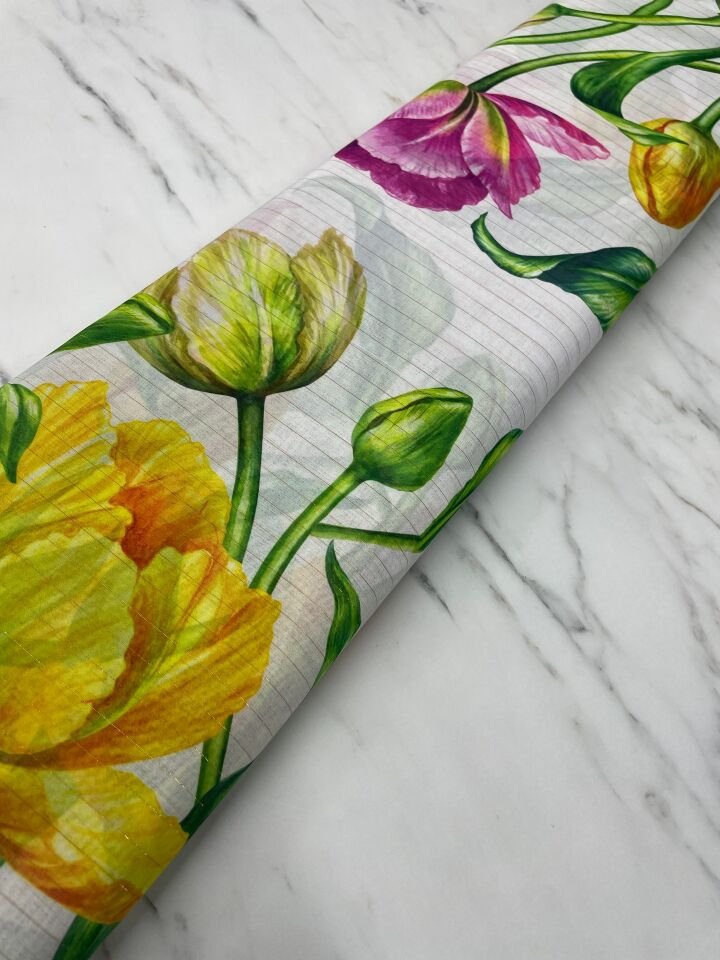 Desenli Simli Şifon Elbise Etek Gömlek Şal