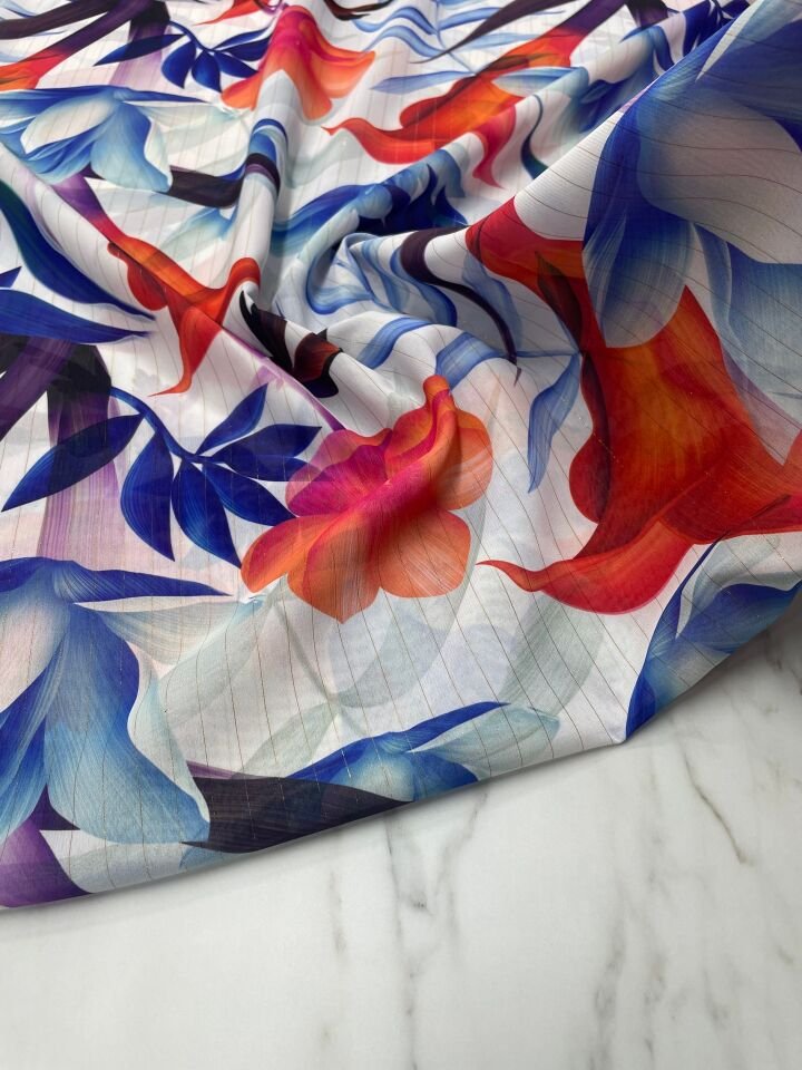 Desenli Simli Şifon Elbise etek Gömlek Şal