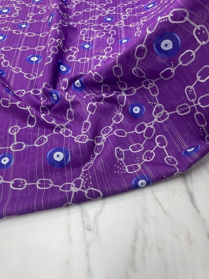 Desenli Simli Şifon Elbise Etek Gömlek Şalvar