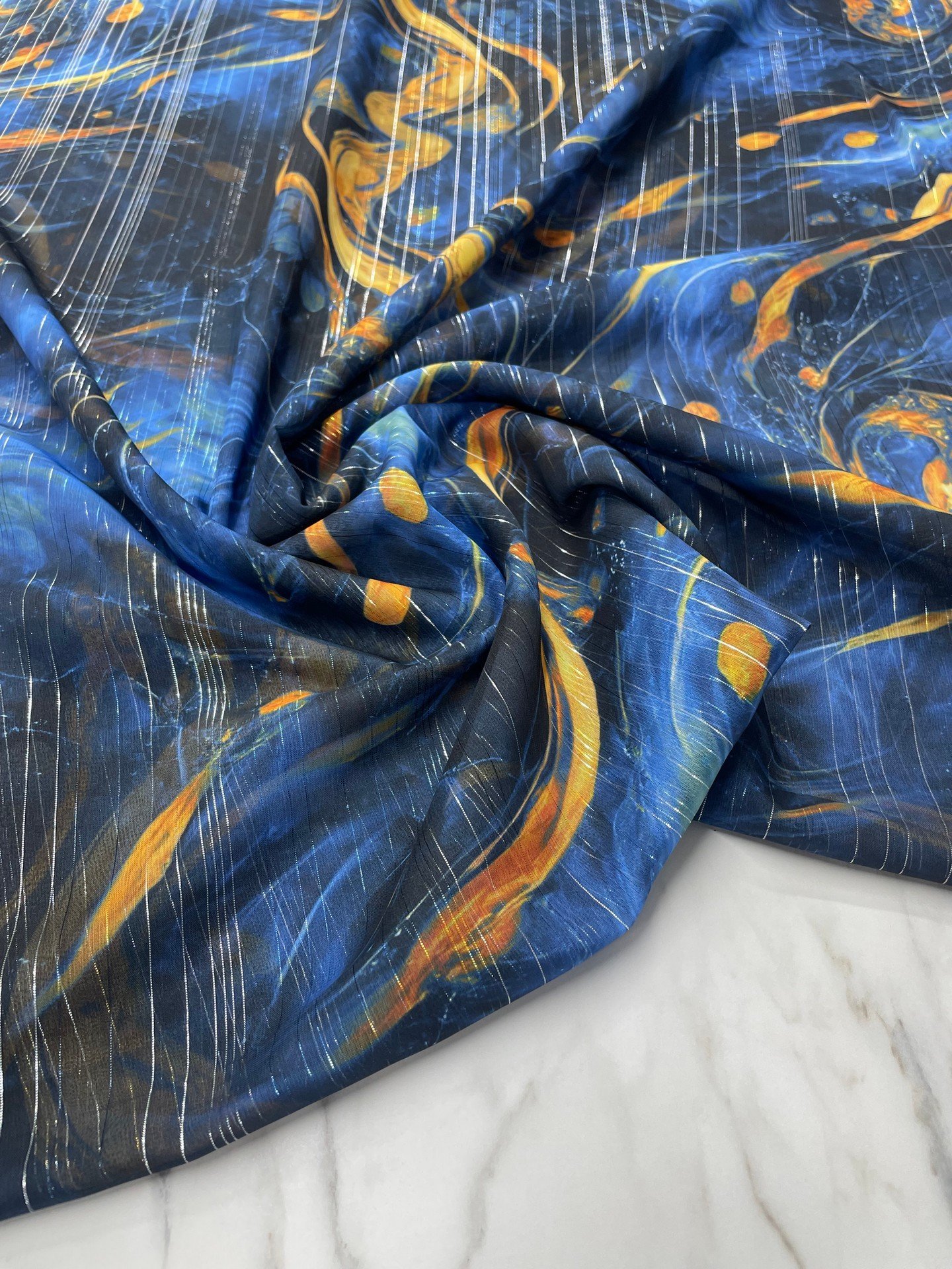 Desenli Simli Şifon Elbise Etek Gömlek Şal