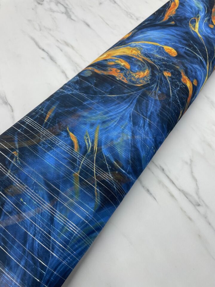 Desenli Simli Şifon Elbise Etek Gömlek Şal