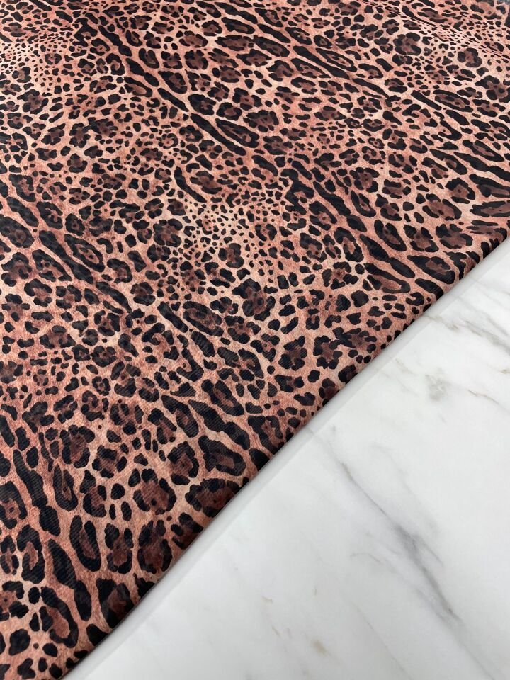 Leopar Desen Elbiselik Şifon Kumaş