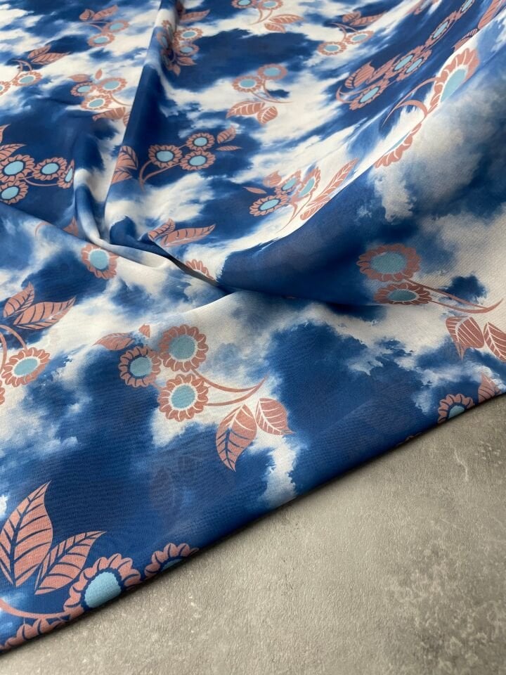 Çiçek Desen Elbiselik Şifon Kumaş