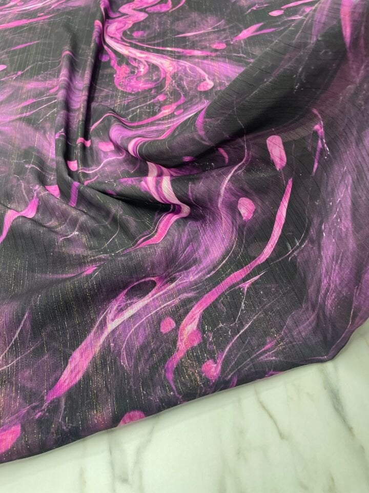 Desenli Simli Şifon Elbise Etek Gömlek Şal