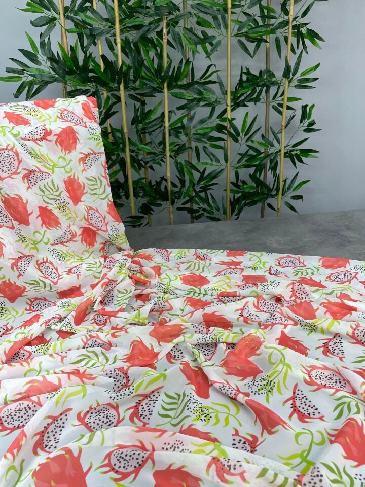 Ejder Meyvesi Desen Elbiselik Şifon Kumaş