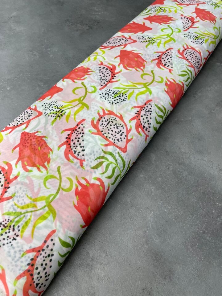 Ejder Meyvesi Desen Elbiselik Şifon Kumaş