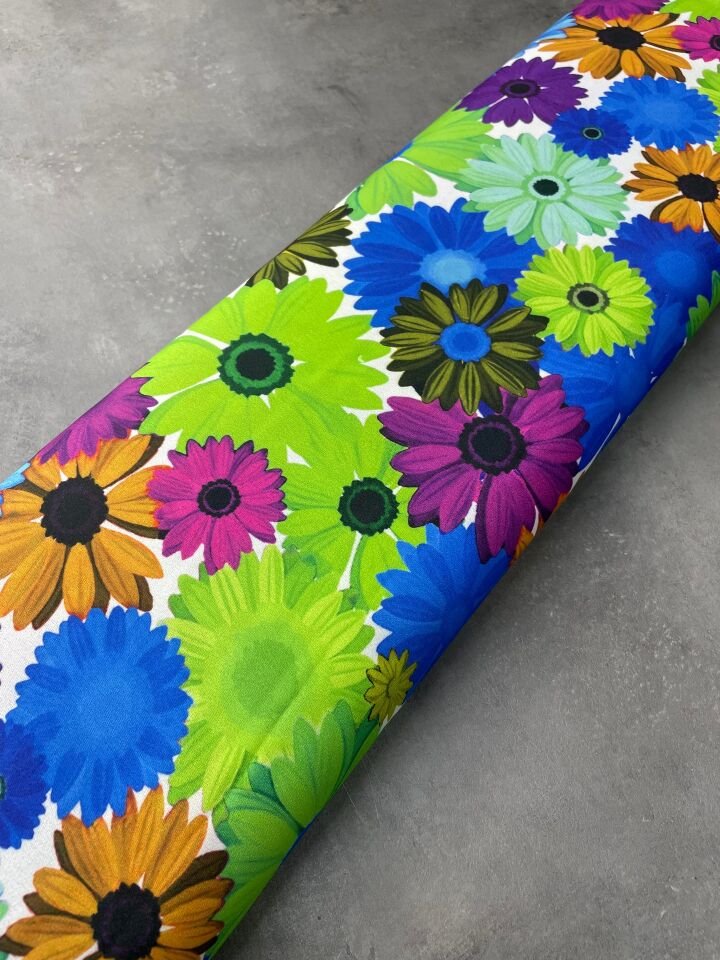 Renkli Çiçek Desen Elbiselik Şifon Kumaş