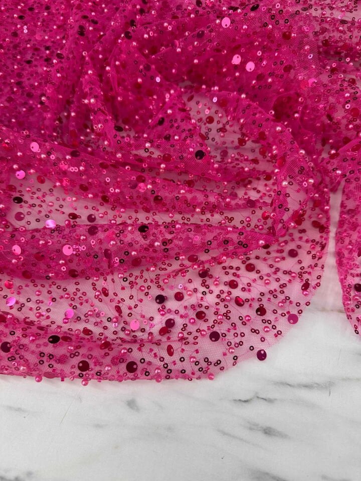 Fantazi Ürün Tül Üstü Pempe Pul Boncuk İşleme Abiye Elbise Şalvar