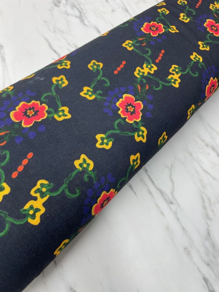 Milas Çiçegi Desen Elbiselik Pantolonluk keten Kumaş