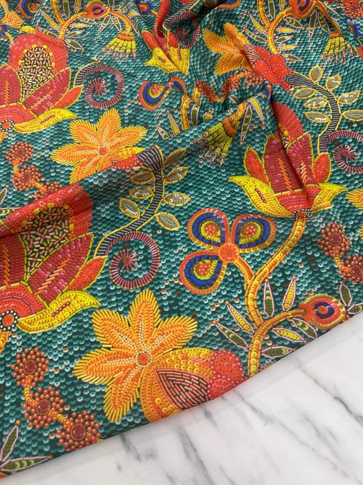 Desenli İpek Saten Elbise Etek Gömlek Şalvar