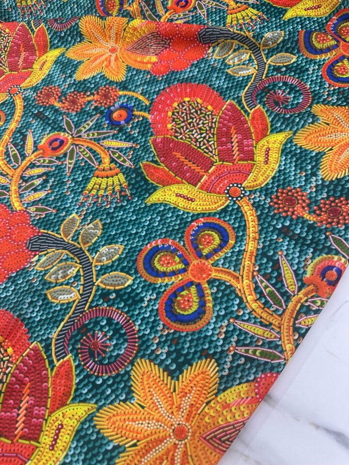 Desenli İpek Saten Elbise Etek Gömlek Şalvar