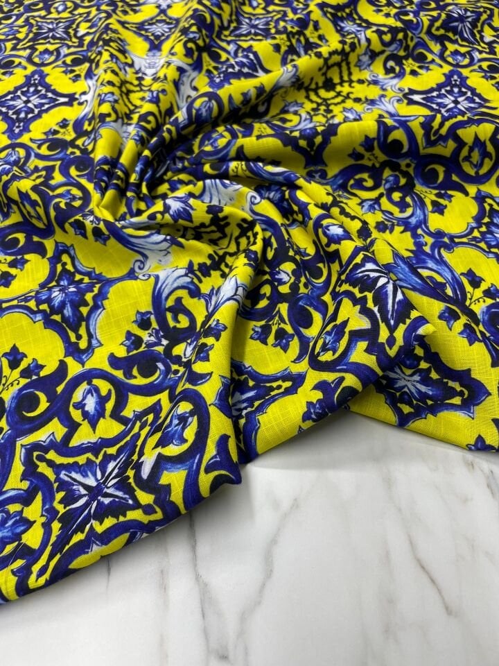 Viyana Desen Elbiselik Pantolonluk Keten Kumaş