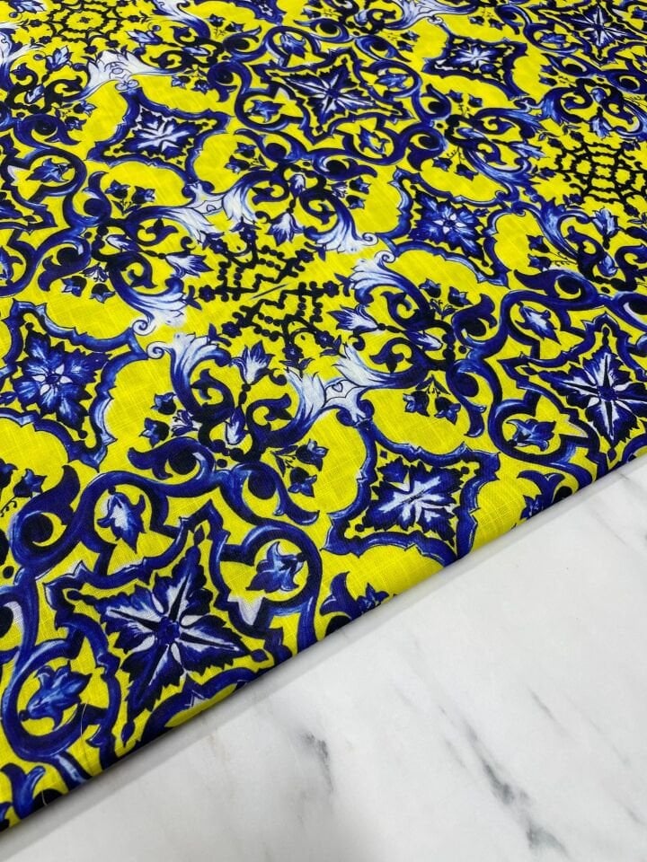 Viyana Desen Elbiselik Pantolonluk Keten Kumaş