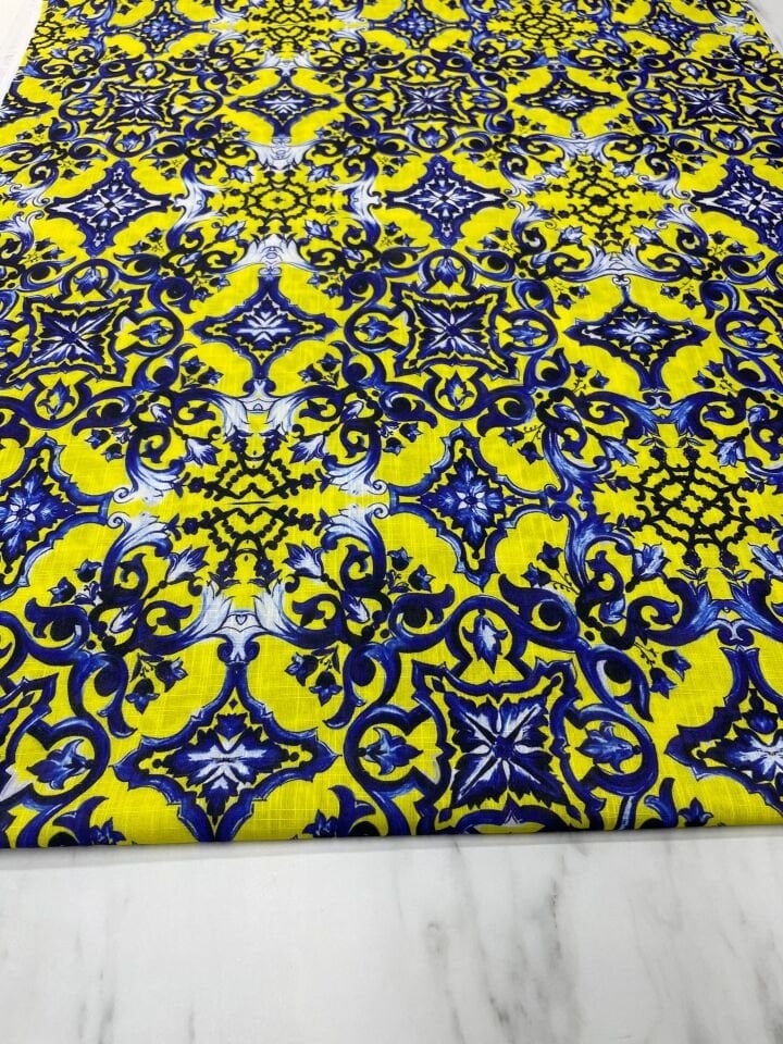 Viyana Desen Elbiselik Pantolonluk Keten Kumaş