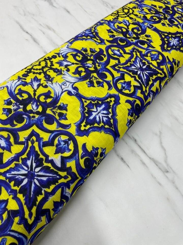 Viyana Desen Elbiselik Pantolonluk Keten Kumaş