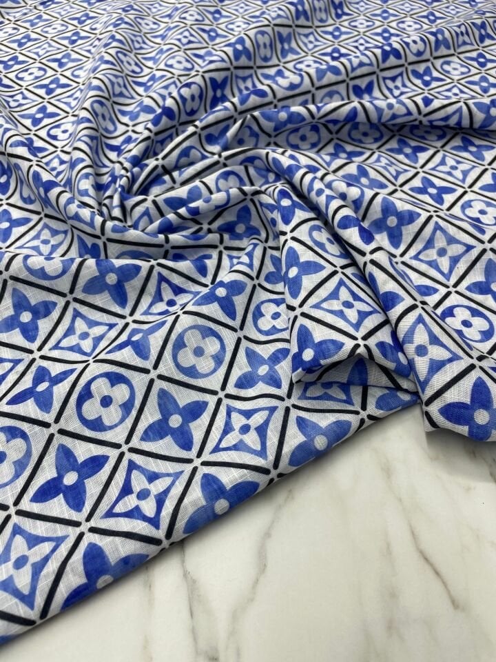 Lv Desen Elbiselik Pantolonluk Keten Kumaş