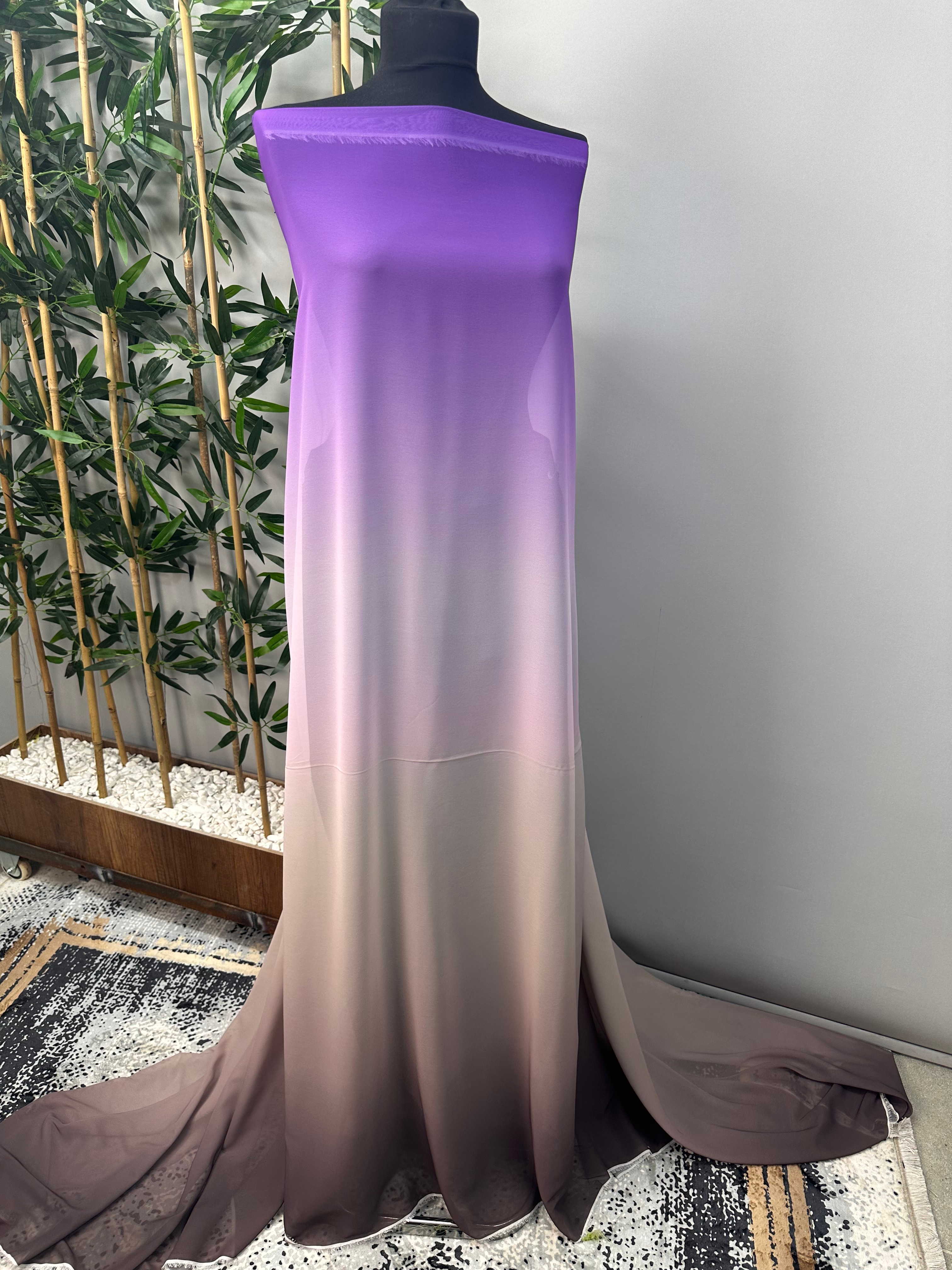 Degrede Desen Şifon Elbise Etek Gömlek Şalvar