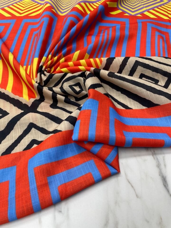 Bakü Desen Elbiselik Pantolonluk Keten Kumaş